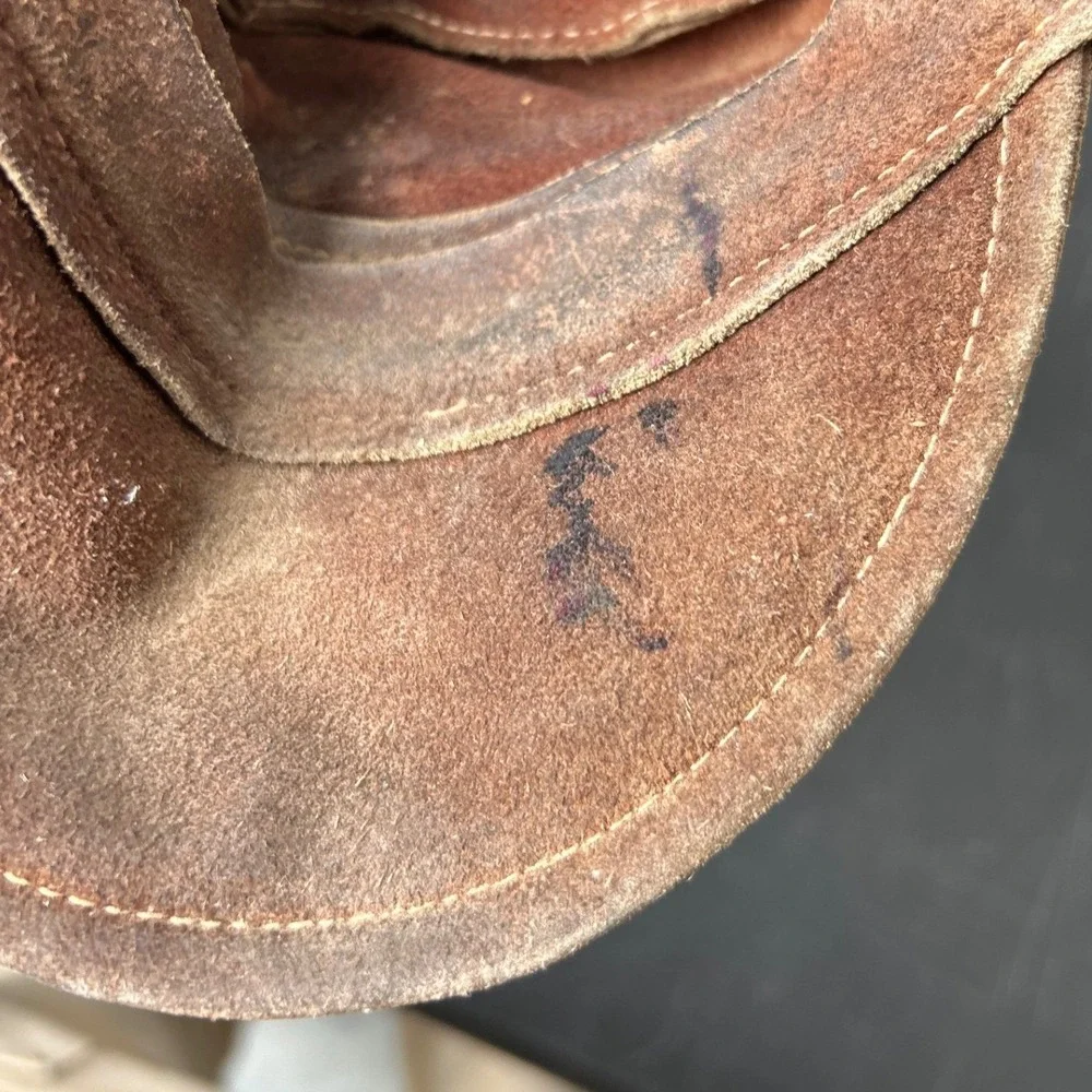 Vintage 1940s Harley Davidson Leather Motorcycle Cap Brown Biker Hat Eagle Patch